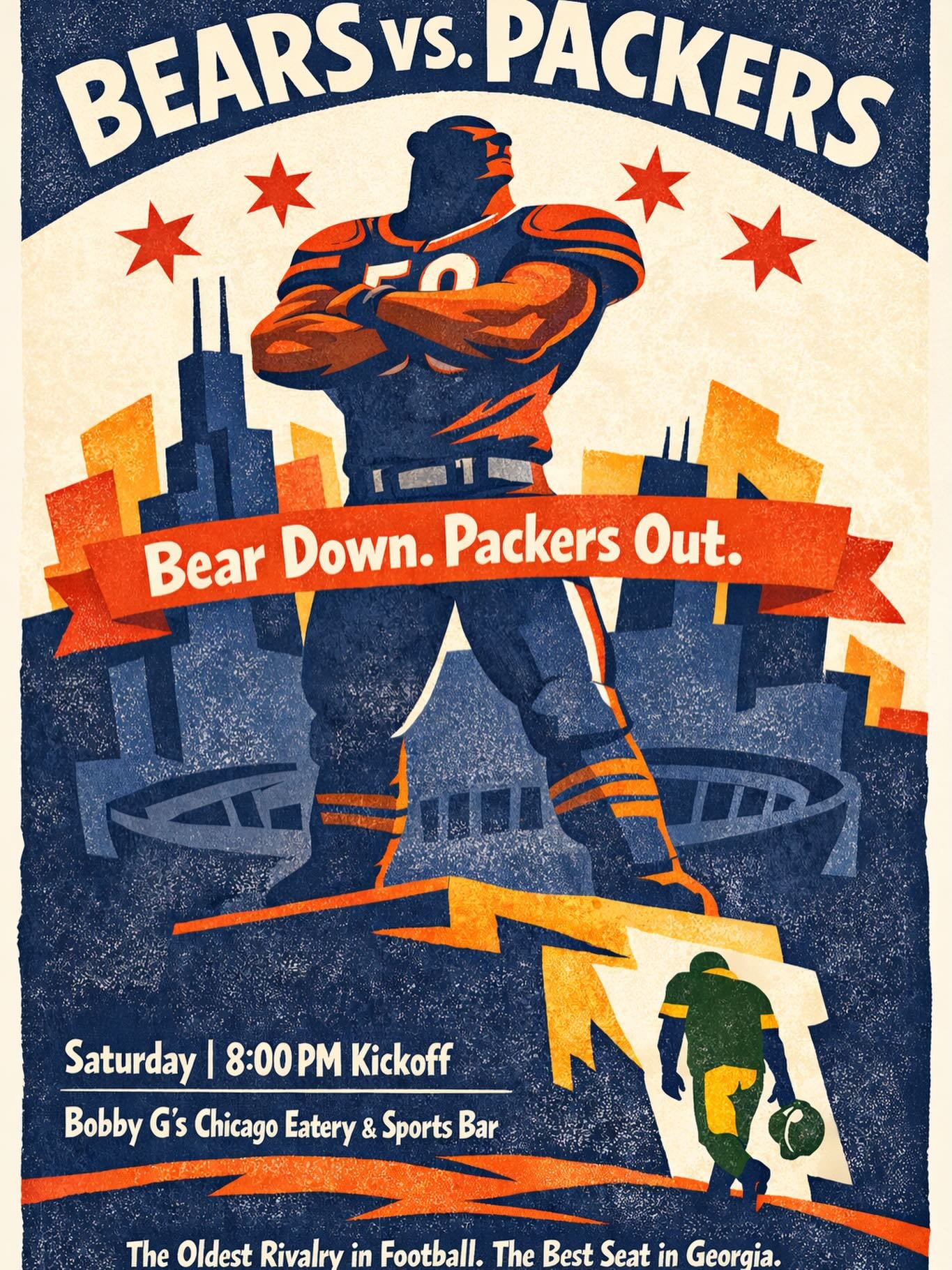 IT&rsquo;S PLAYOFF GAME WEEK! BE HERE EARLY ON SATURDAY TO SECURE YOUR TABLE FOR AN 8PM KICKOFF. THE ATMOSPHERE HAS BEEN PHENOMENAL ALL SEASON, IT IS TIME TO TURN IT UP A NOTCH! SEE YOU ON SATURDAY! BEAR DOWN🐻🐻🐻🐻