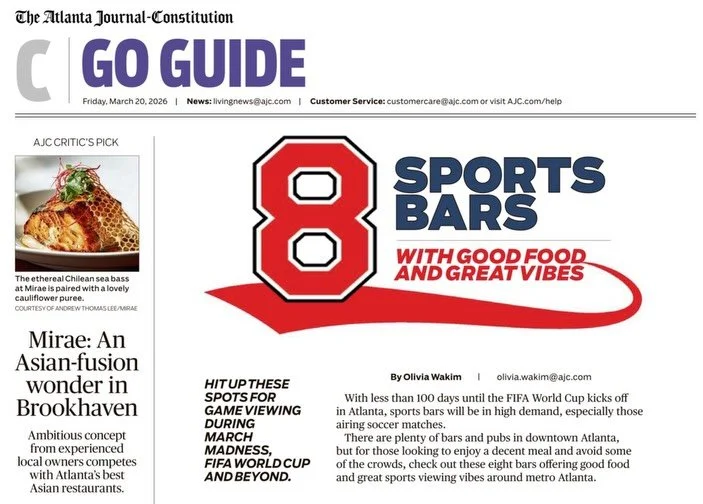 We are happy to announce we have been rated 3rd best sports bar with great food &amp; vibes in Atlanta! This couldn&rsquo;t have happened without our amazing staff, patrons, &amp; ultimately the community we are in! We&rsquo;re proud to represent the