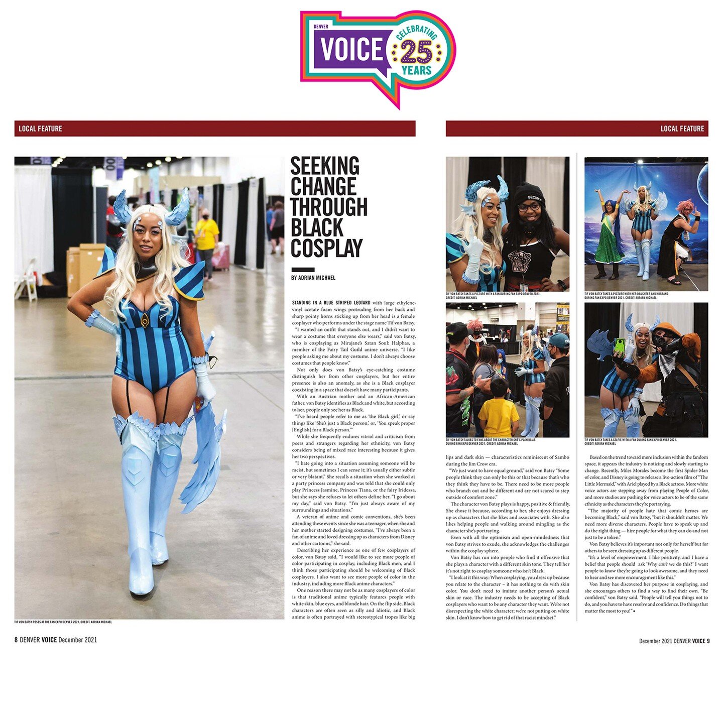 My article and photographs of a black cosplayer got published in the December issue of @denvervoice newspaper. It's an in-depth feature about race and lack of diversity within the cosplay community. A huge thanks to @tifvonbatsy for letting me photog