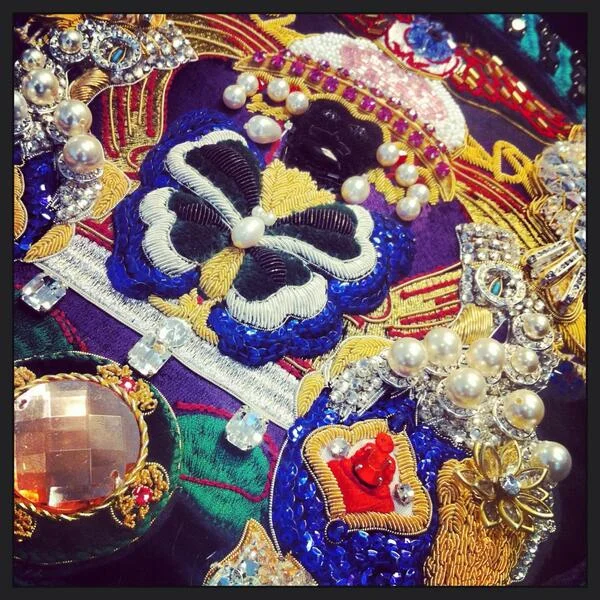 Mary Katrantzou A/W 2014 Detailing of gold work embroidery, embroidered by the talented team at Hand & Lock