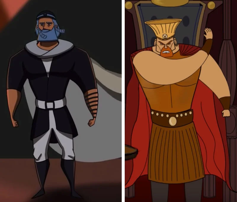 Samurai Jew (left) vs. Samson (right) Illustrations by Nadav Nachmany