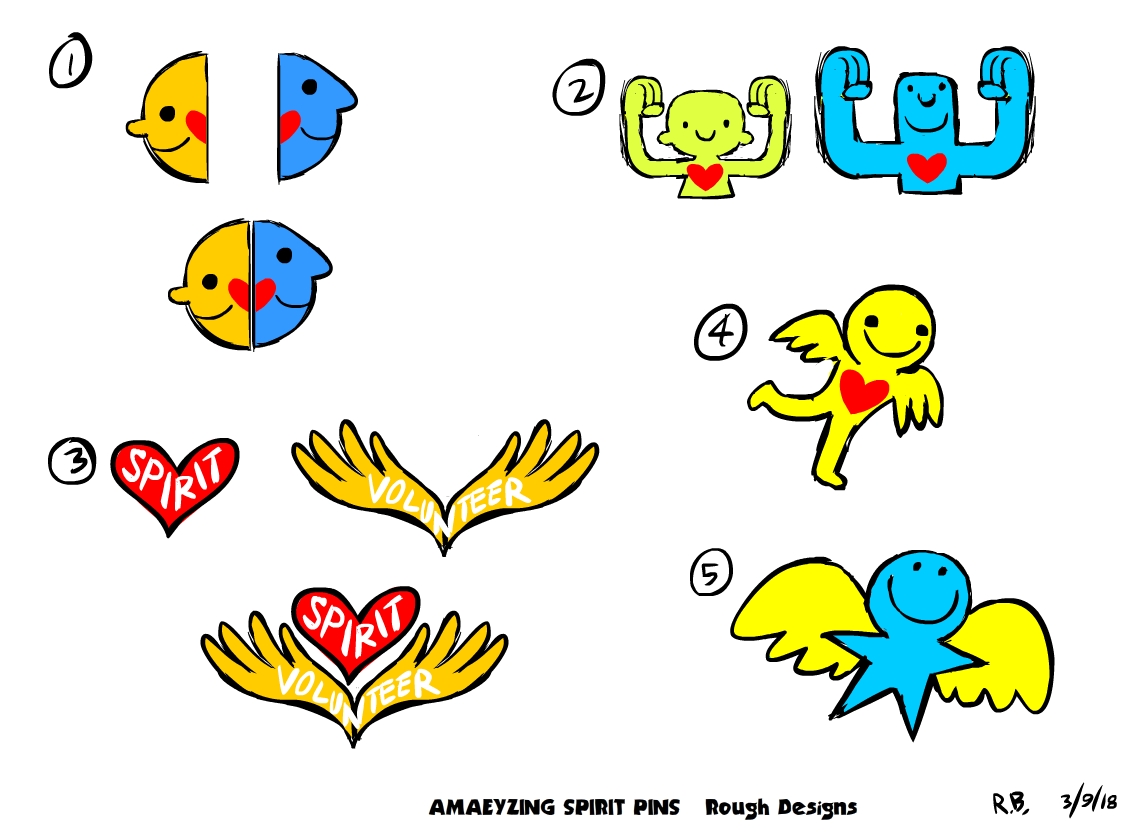 We had asked Roque to go with the Super Volunteer metaphor (because he is a superhero kinda artist) and we loved all the options he sent our way.