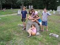 Participants of 2003 Digital Photography Workshop visit Hobbs Family grave.