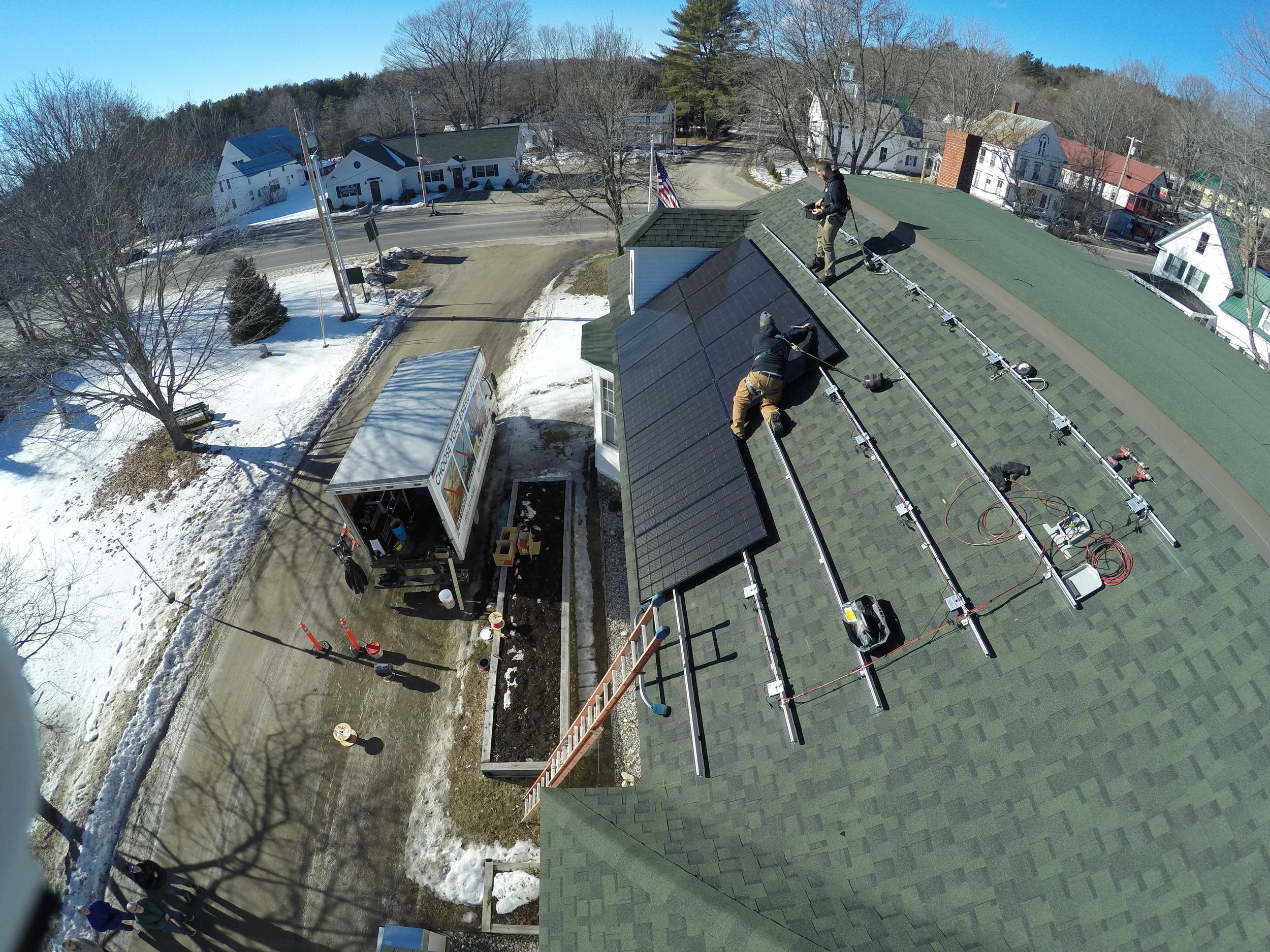 ReVision Energy installing solar panels on a balmy February day in 2016.