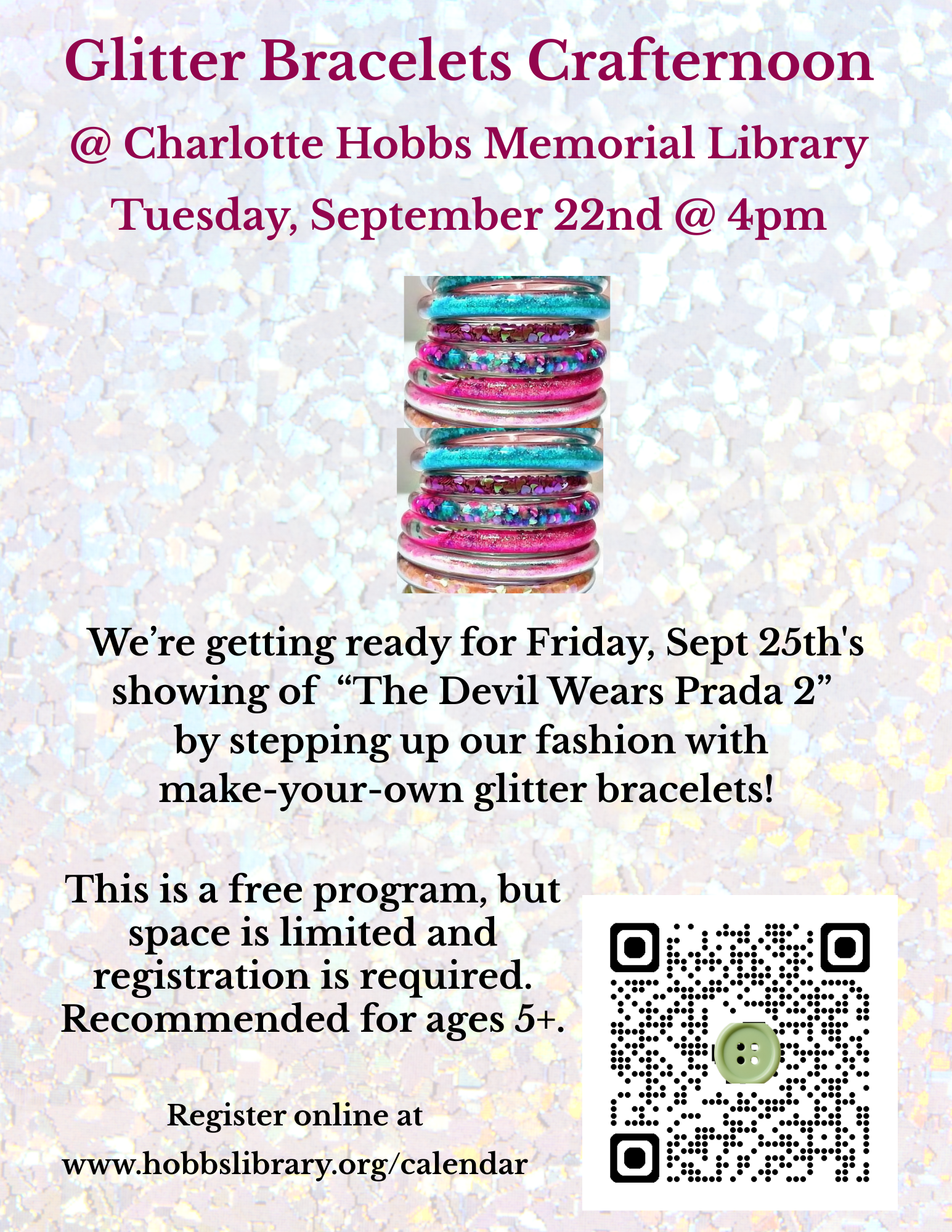 Glitter Bracelets Crafternoon Tuesday, September 22nd @ 4pm.png