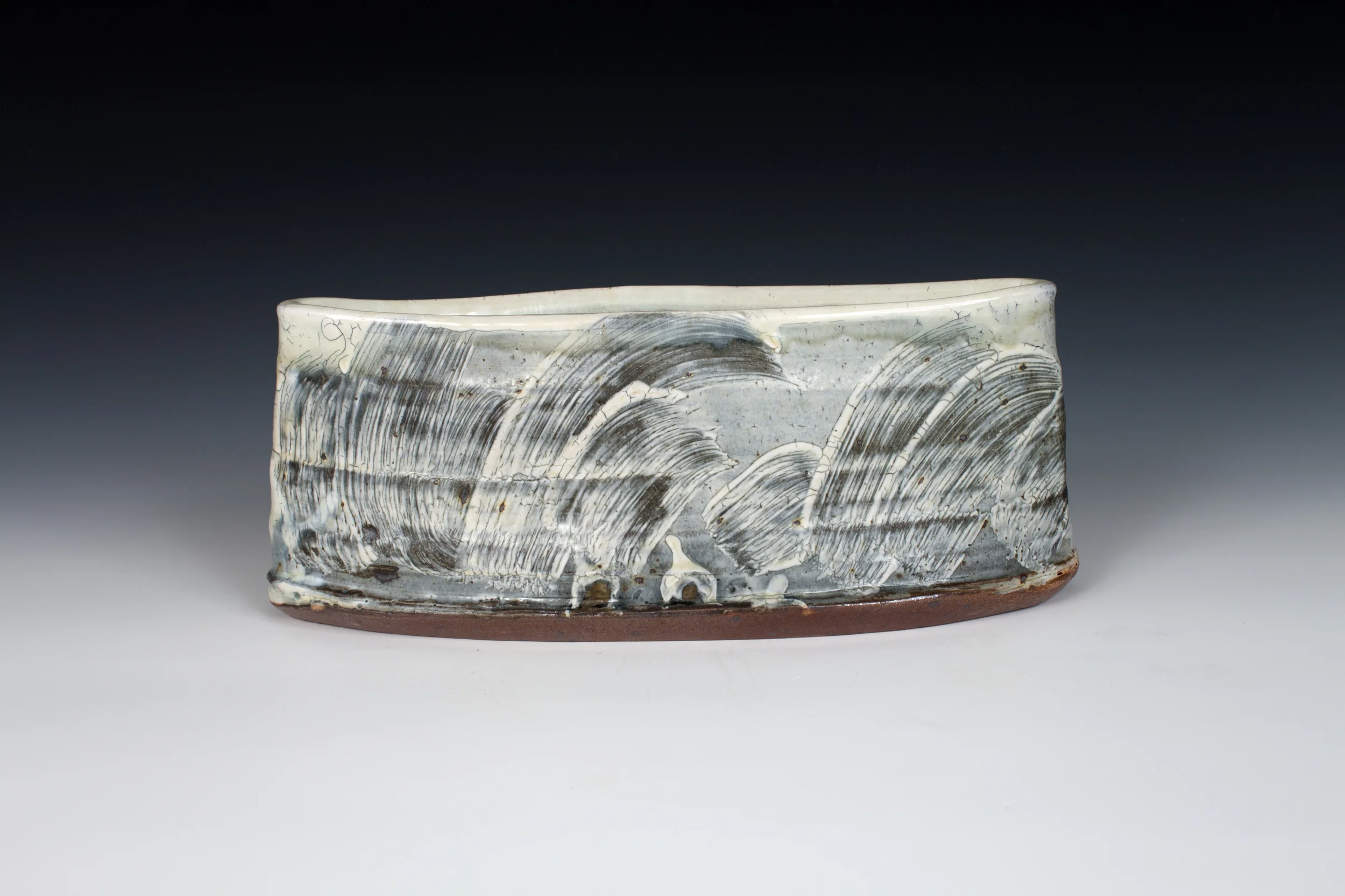 Brushed Slip Oval Vase