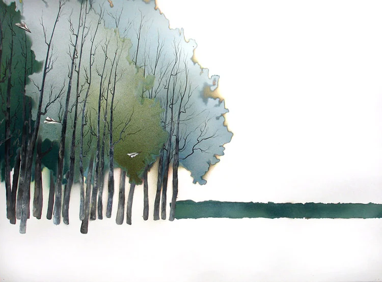 Passing through Neuquen / spray paint and acrylic on paper / 22" x 30" / 2005