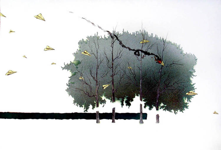 Sacrifice / spray paint and acrylic on paper / 15" x 20" / 2005