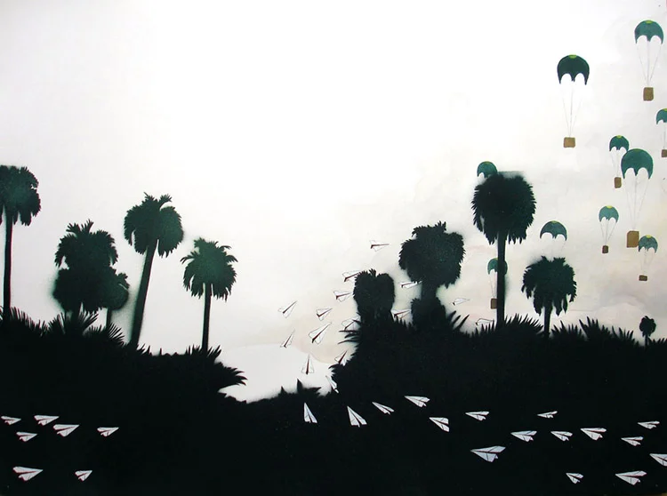 Interceptors / spray paint and acrylic on paper / 22" x 30" / 2006