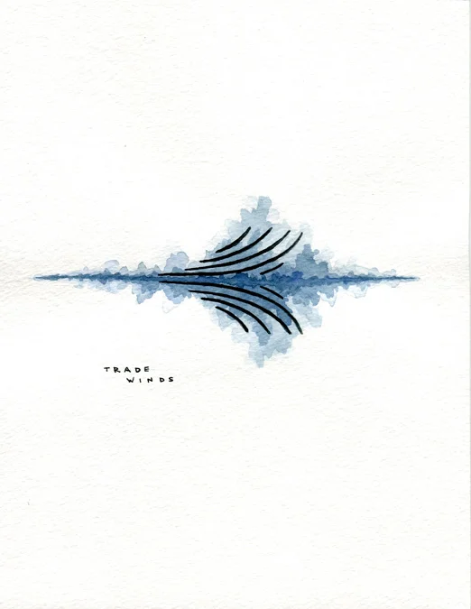 Trade Winds / ink and watercolor on paper / 8.5" x 11" / 2015