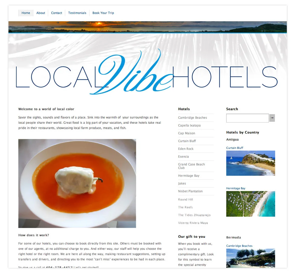 Website for boutique travel agent representing a stable of off-the-beaten-path hotels