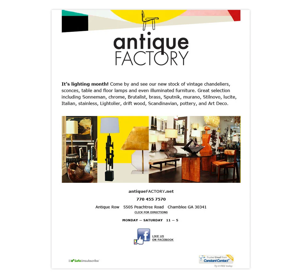 eBlast for premier retail antique venue