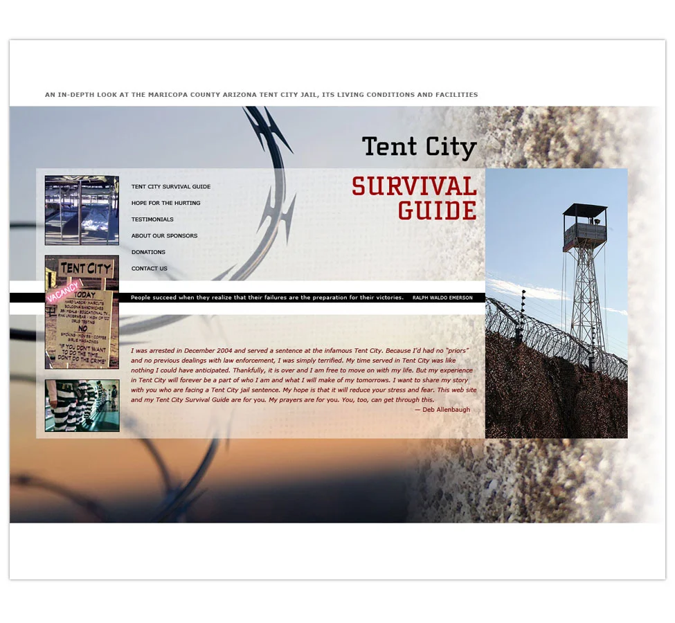Website for non-profit Tent City Survival Guide