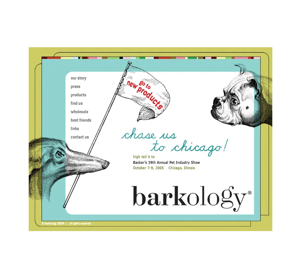 Website for Barkology, a manufacturer of cool products for dog lovers