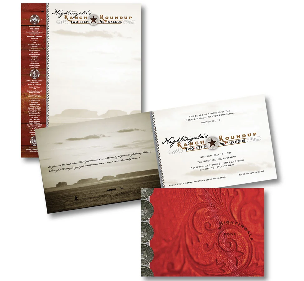 Campaign materials for Nightingala, the gala fundraiser for Dekalb Medical Foundation