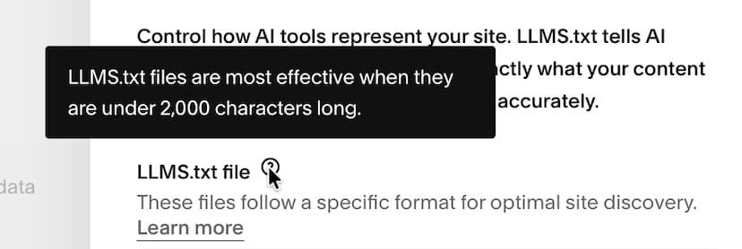screenshot of character limit recommendation