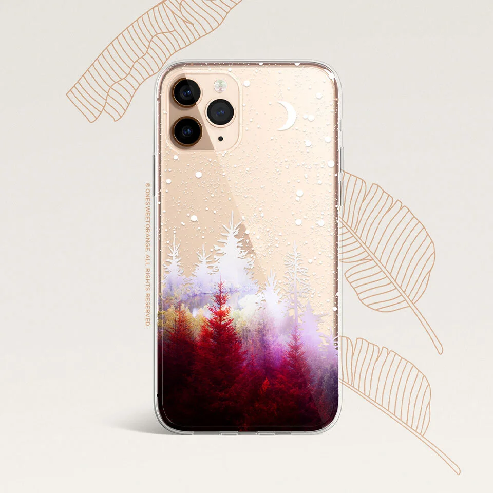 iPhone Case Clear Rubber Samsung Galaxy Winter Snow Forest Case   Onesweetorange