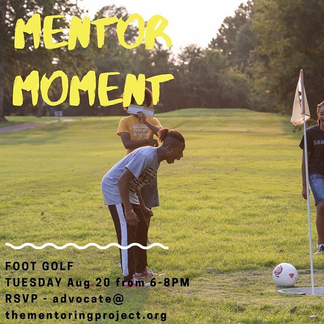 Ever heard of Footgolf? It's like golf, with your foot (and a soccer ball)! Join us at Hidden Creek Golf Course in Midwest City at 6pm on August 20 for a round consisting of 9 holes. Get in on the action with an email to advocate@thementoringproject.org.