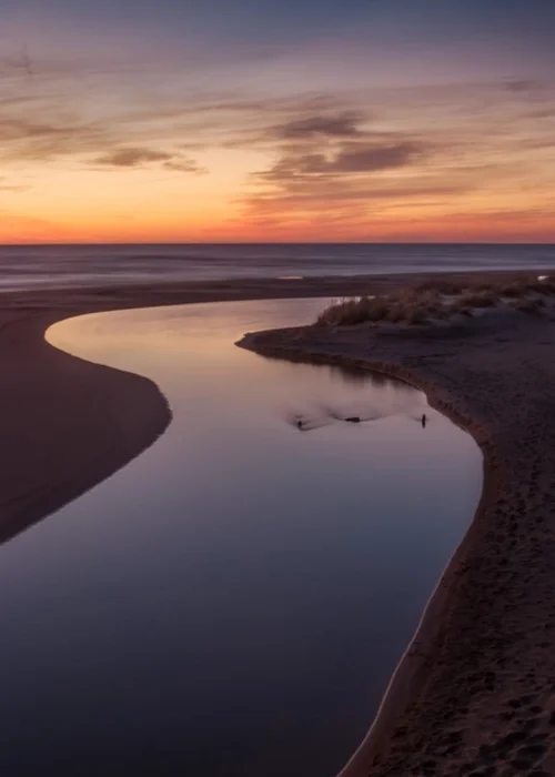 River meets Lake Michigan