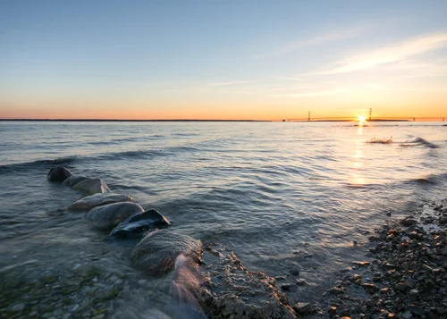 Sunrise over the Mackinac Bridge