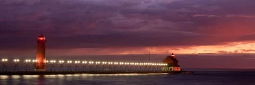 Panoramic, Grand Haven Light After Sunset