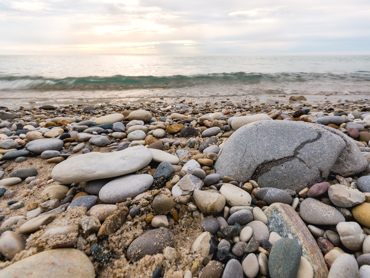 Rocks and Lake Michigan