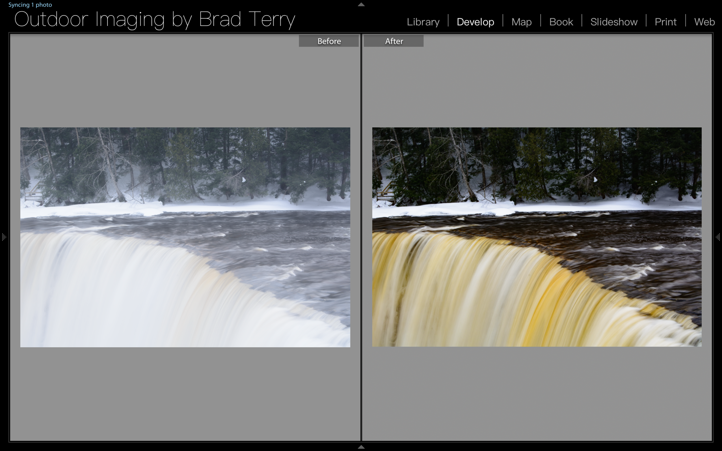 The image on the left has a Dehaze value of -50 while the image on the right has a Dehaze value of +50