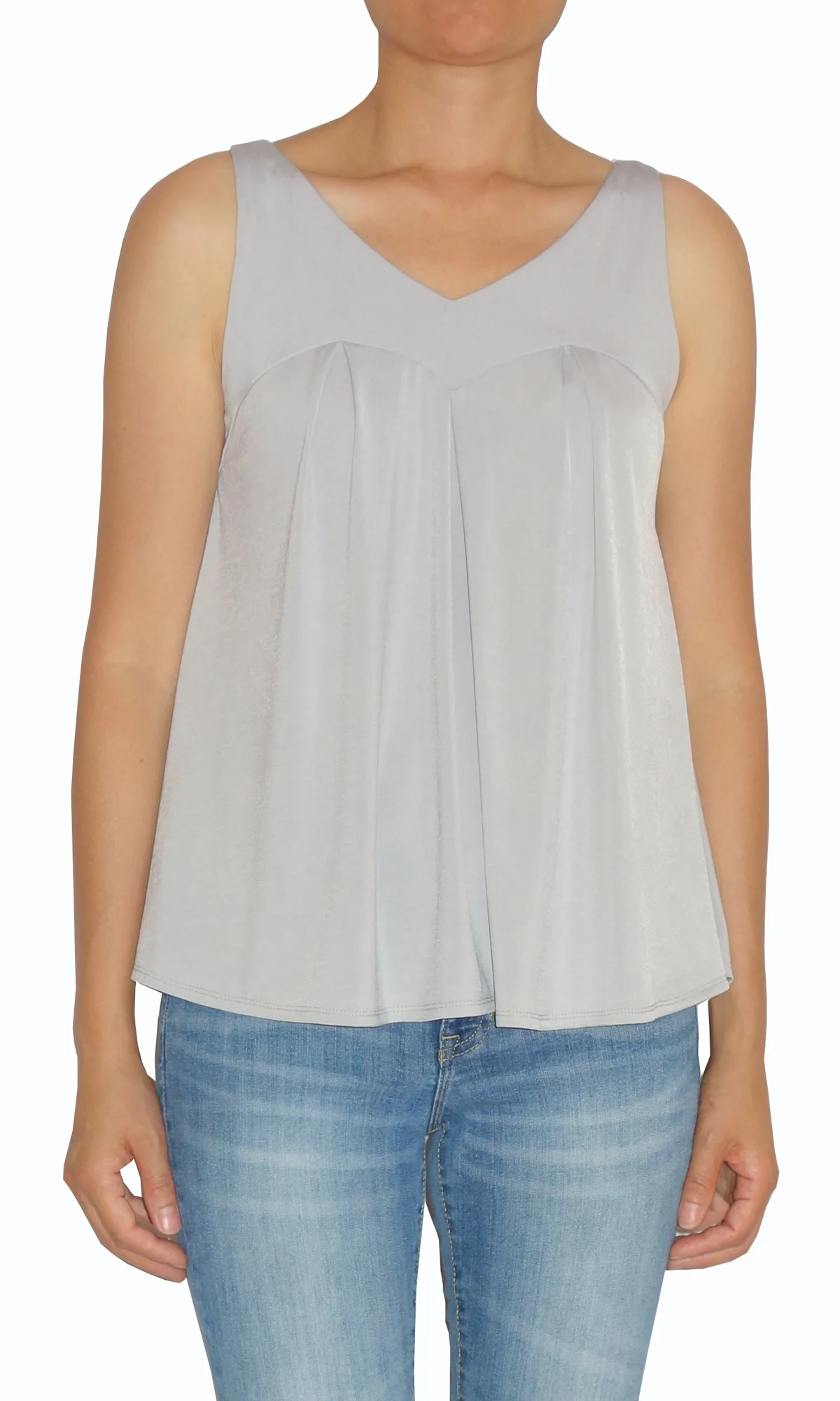 Sliver Pleated V-Neck Jersey Top