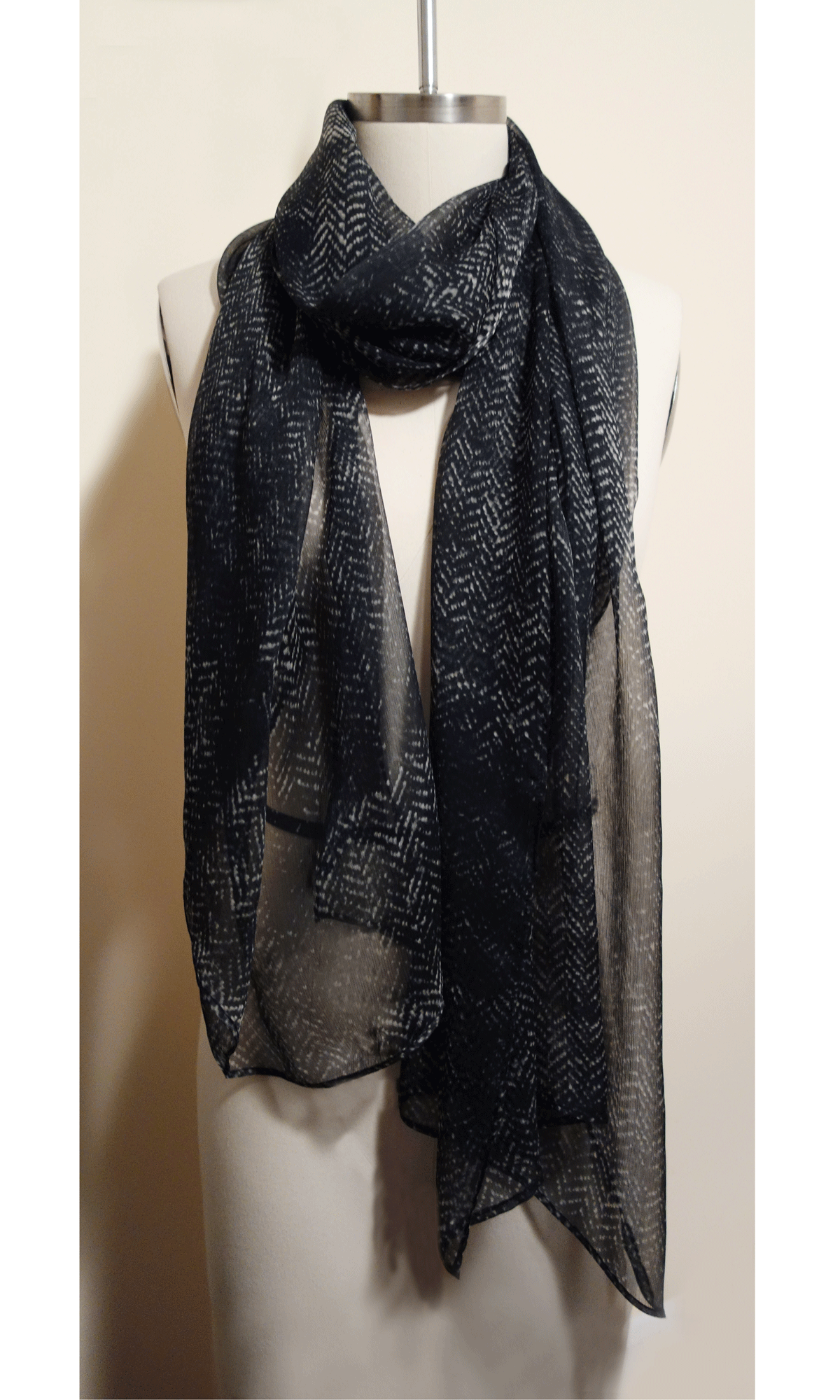 Black Twill Silk scarf — Elaine CL - Main Image