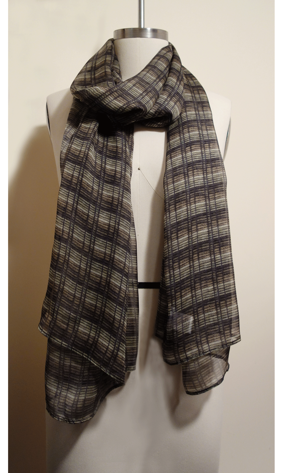 Silk Olive Plaid scarf