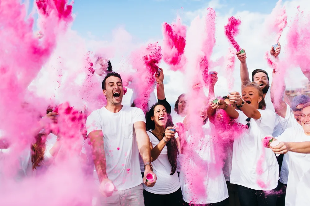 holi paints gender reveal photoshoot idea