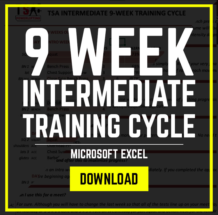 As if you weren’t inundated with free templated training approaches from every direction. We found that lots of people were coming to us having limited options for an intermediate approach, and we wanted athletes to have a training approach that could segway perfectly into training with TSA, but that stood alone very, very well. Included is a guide on warming up, an FAQ, information on RPE and autoregulation, and more!
