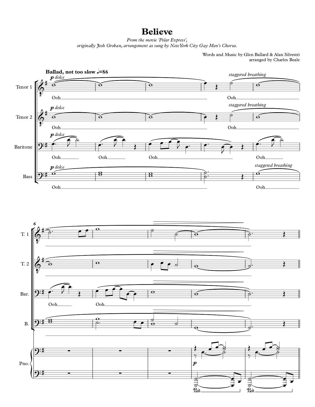 Believe (from Polar Express) - TTBB (SMP)