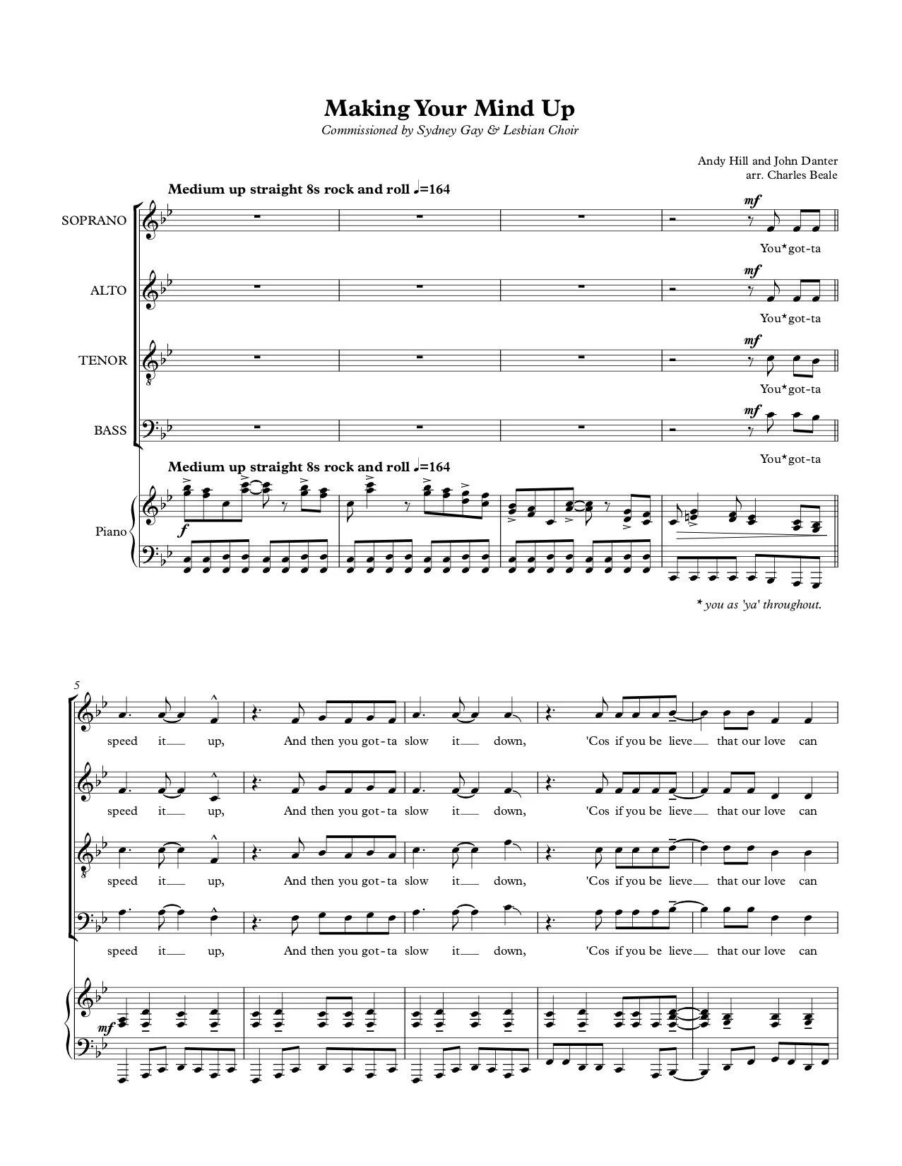 Making Your Mind Up - SATB (SMP)