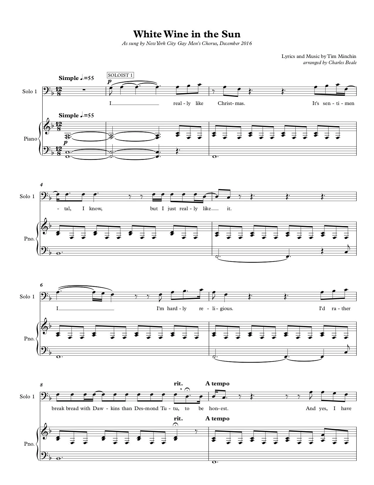 White Wine in the Sun - TTBB (SMP)