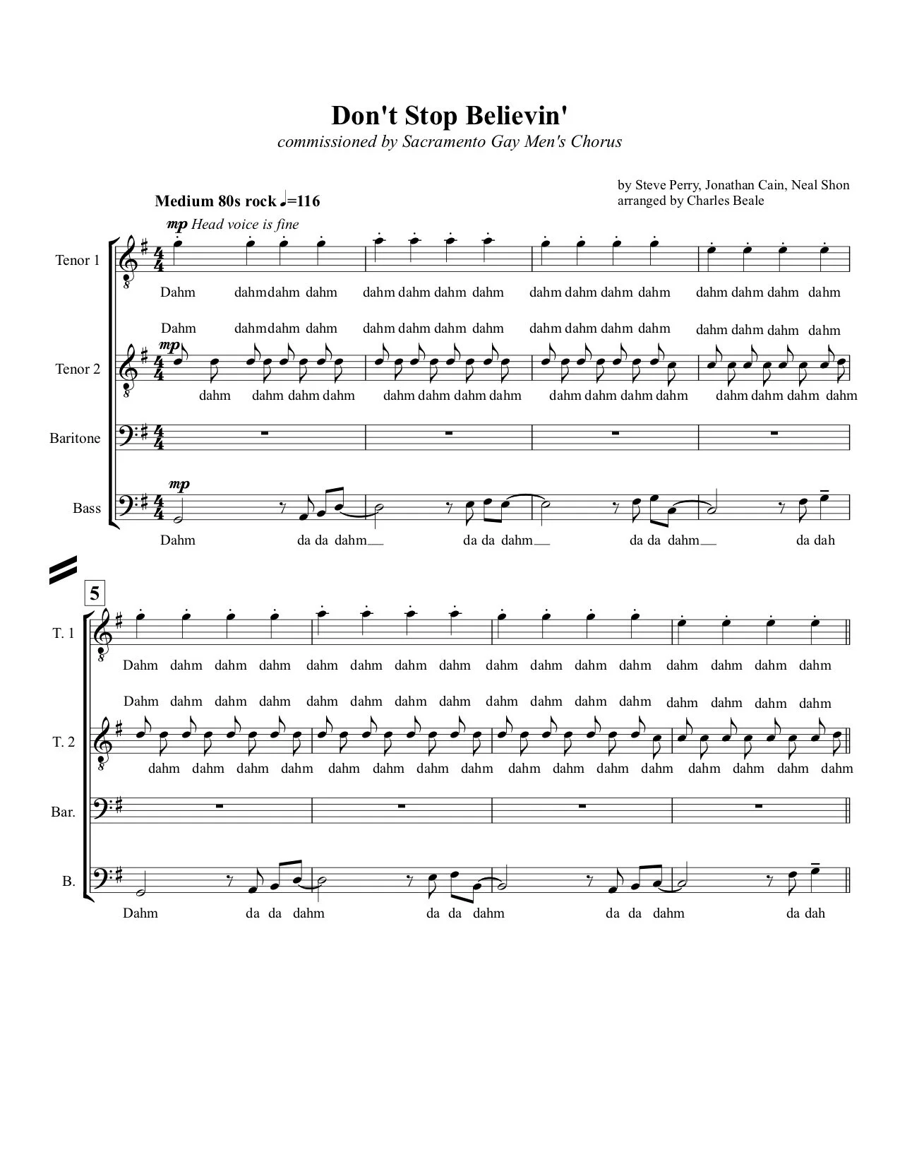 Don't Stop Believing - TTBB (SMP)