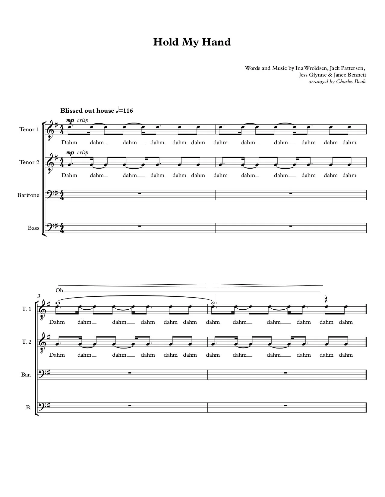 Hold My Hand - SMP (TTBB)