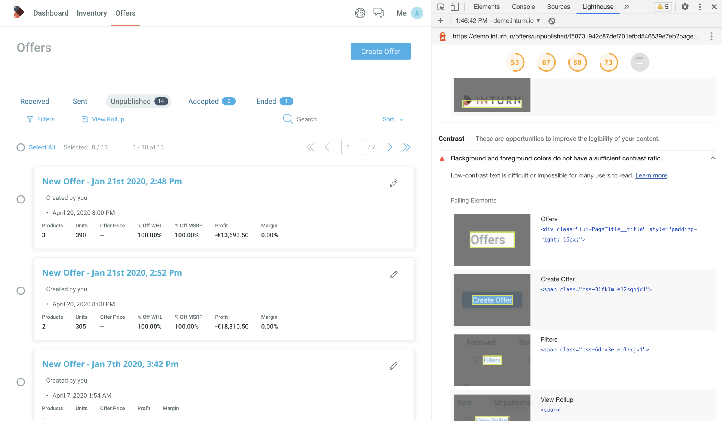 Initial Lighthouse Audit
