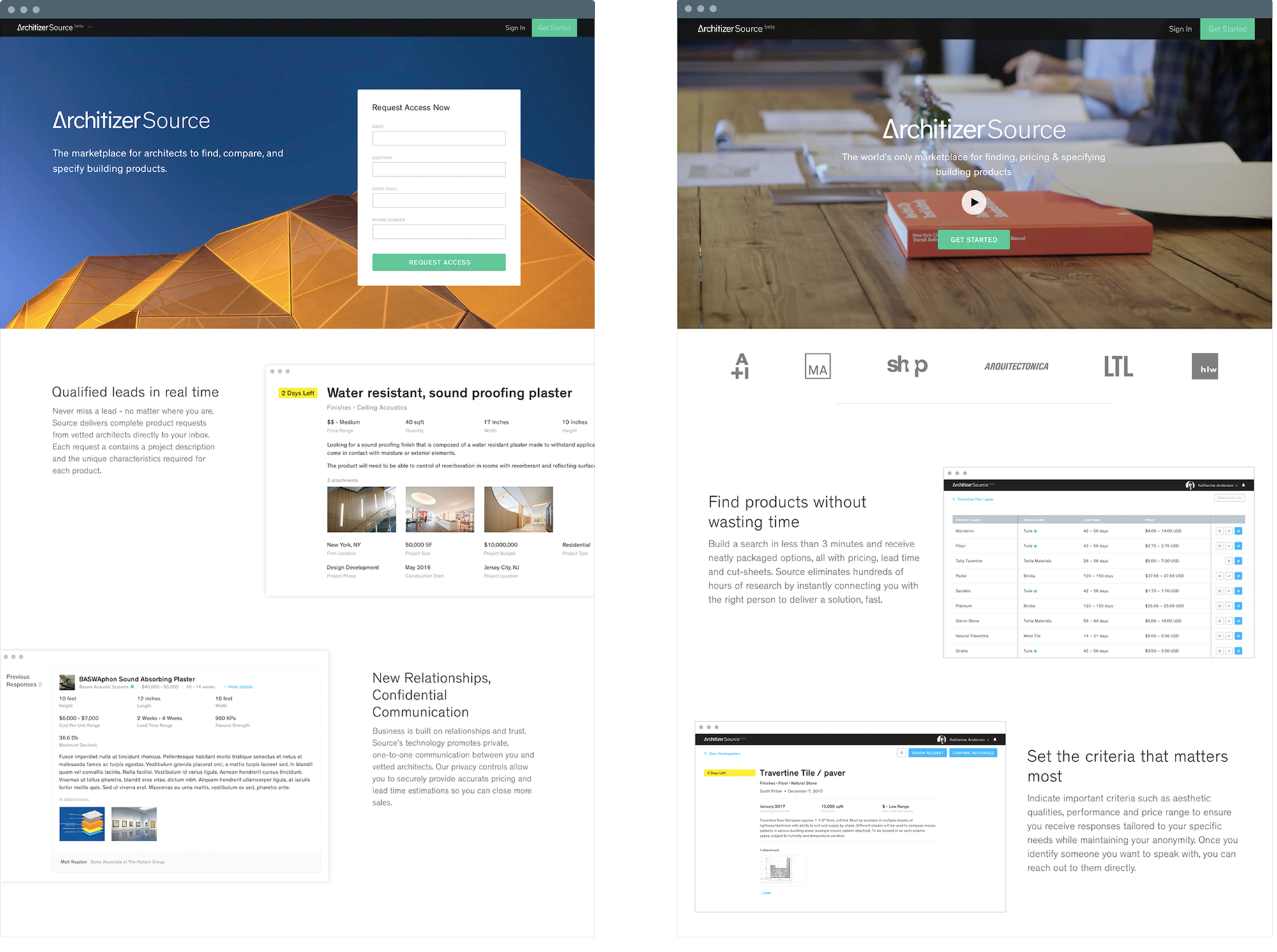 Architizer Source makes the process of specifying building products easy. Architects post details about a product they are looking for and are matched directly with relevant manufacturers.