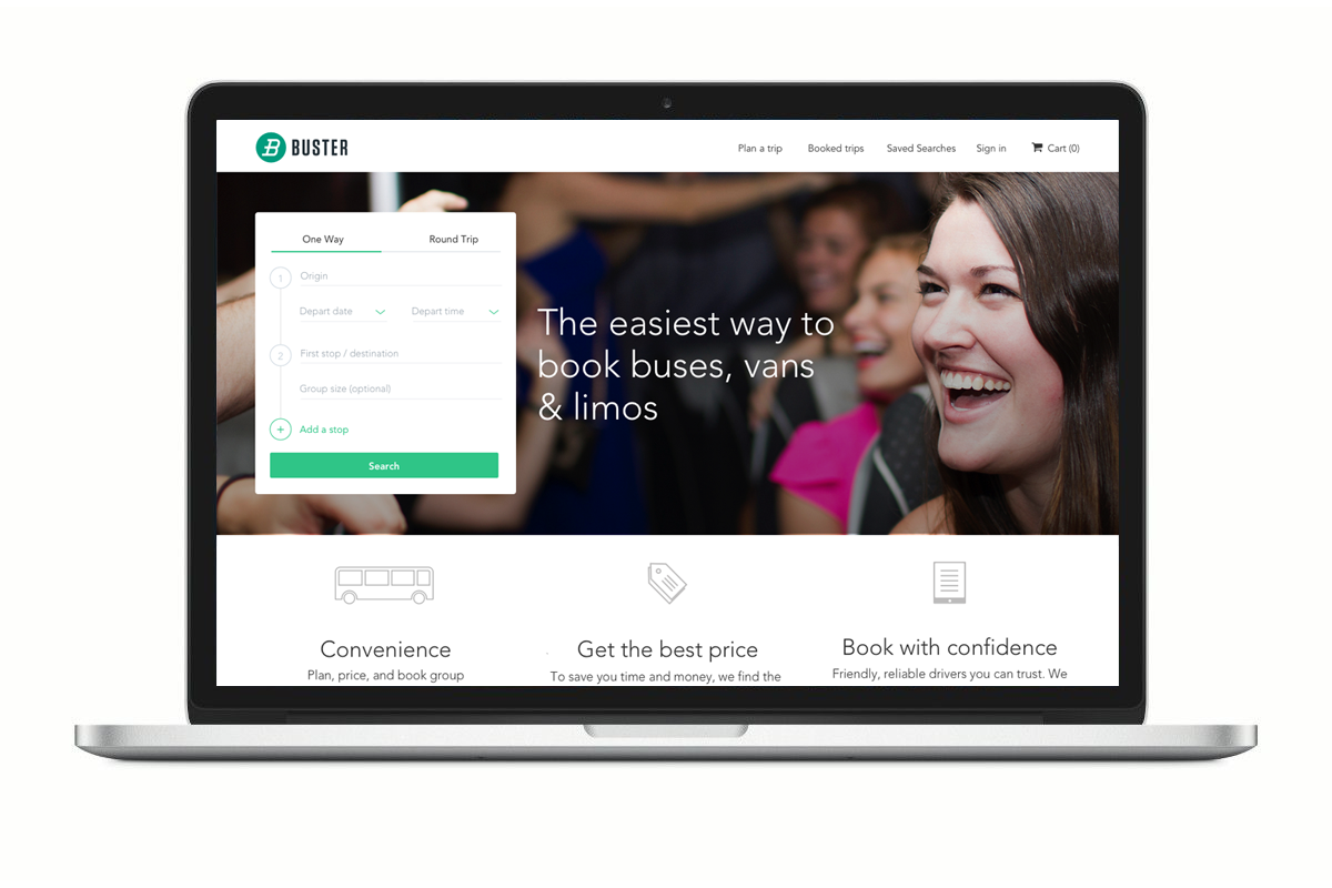  Buster is a startup that connects users directly with vendors to book limos, vans and buses quickly online. They brought me in to lead the design and UX of the site. The goal was to elevate it from the MVP by optimizing usability and enabling a bett