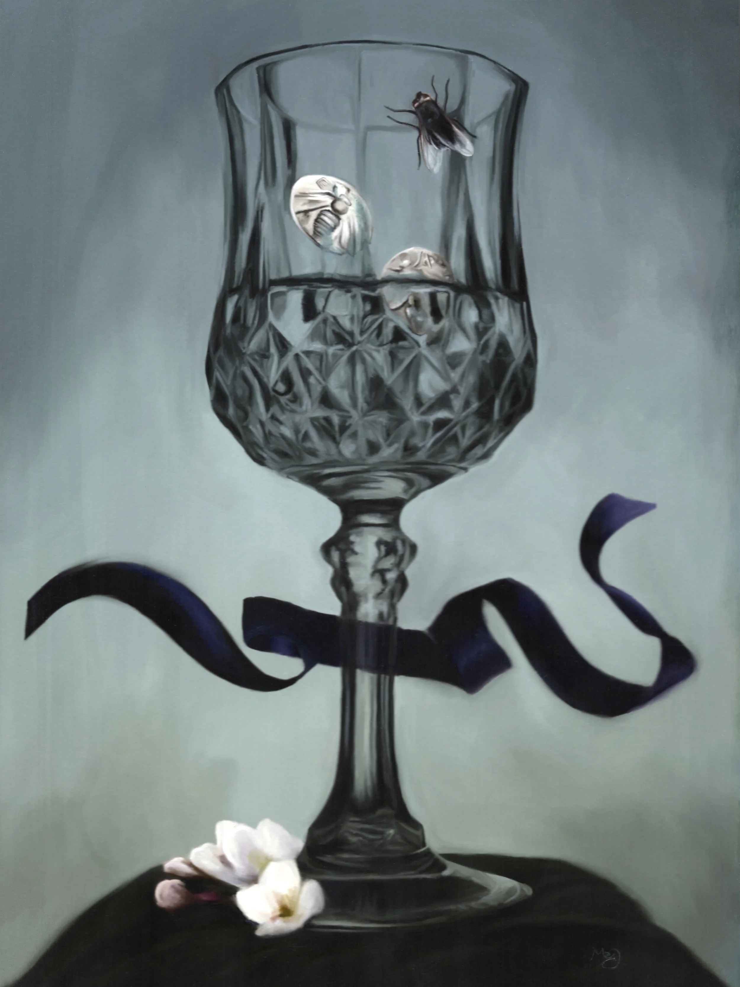 Aces Deep , 9" x 12", oil and digital on cradled panel, 2017.