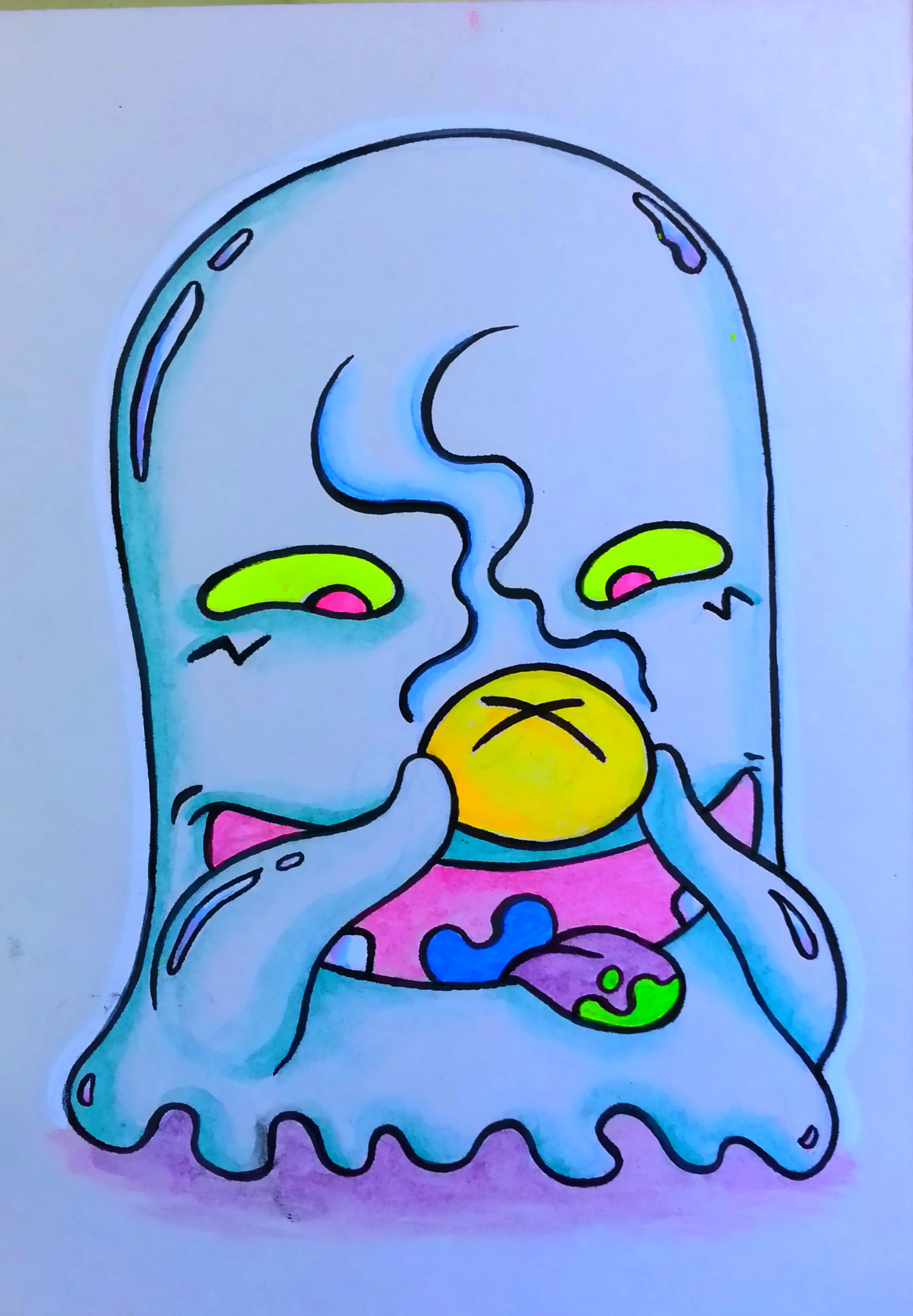 "monster_HUNGRY" 5" x 7" acrylic & ink on matteboard