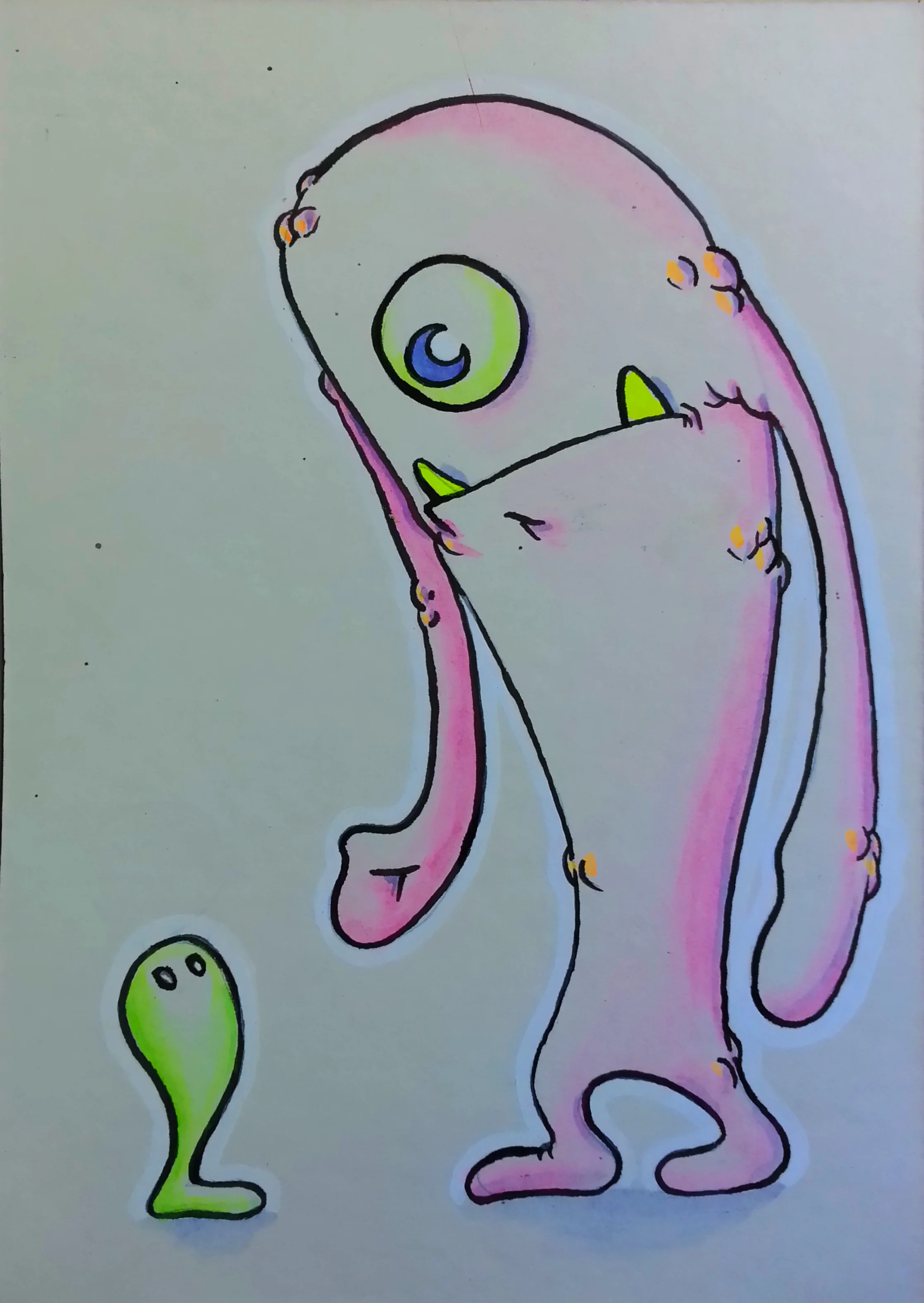 "monster_FRIENDS" 5" x 7" acrylic & ink on matteboard