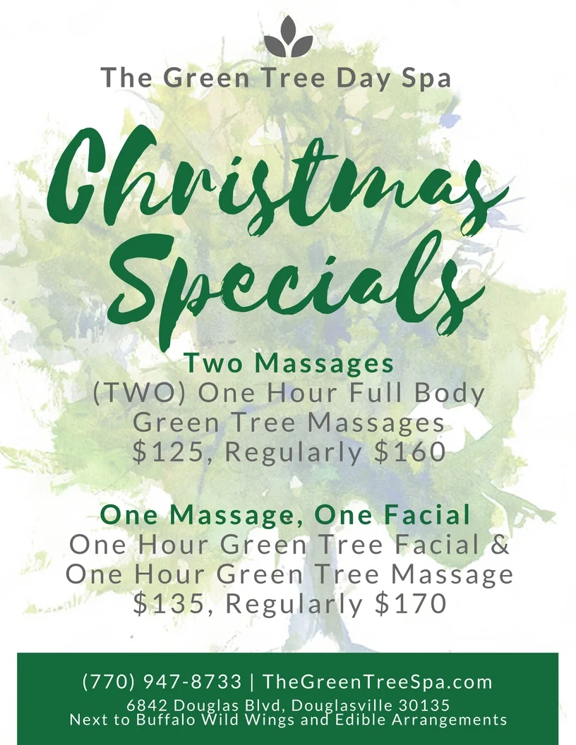 Douglasville Massage and Facial specials at The Green Tree Day Spa!