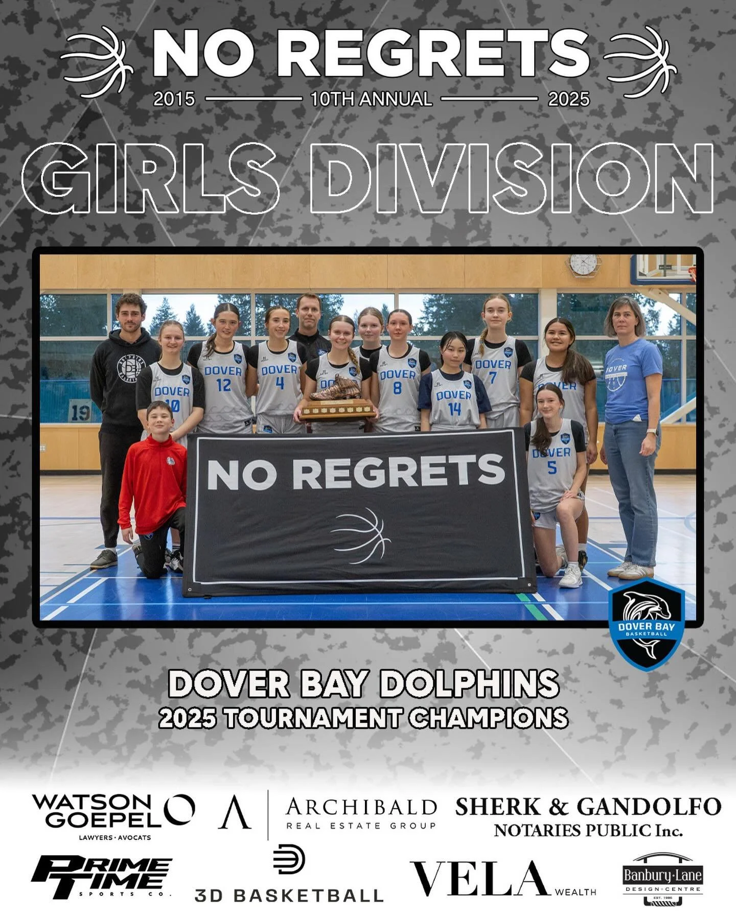 🏀 2025 NO REGRETS GIRLS CHAMPIONS 🏀 
Dover Bay Dolphins

For the first time in our tournament&rsquo;s history, the same school has won both the boys and girls draw. 

Congrats Dover Bay! 

📸: @blairshier