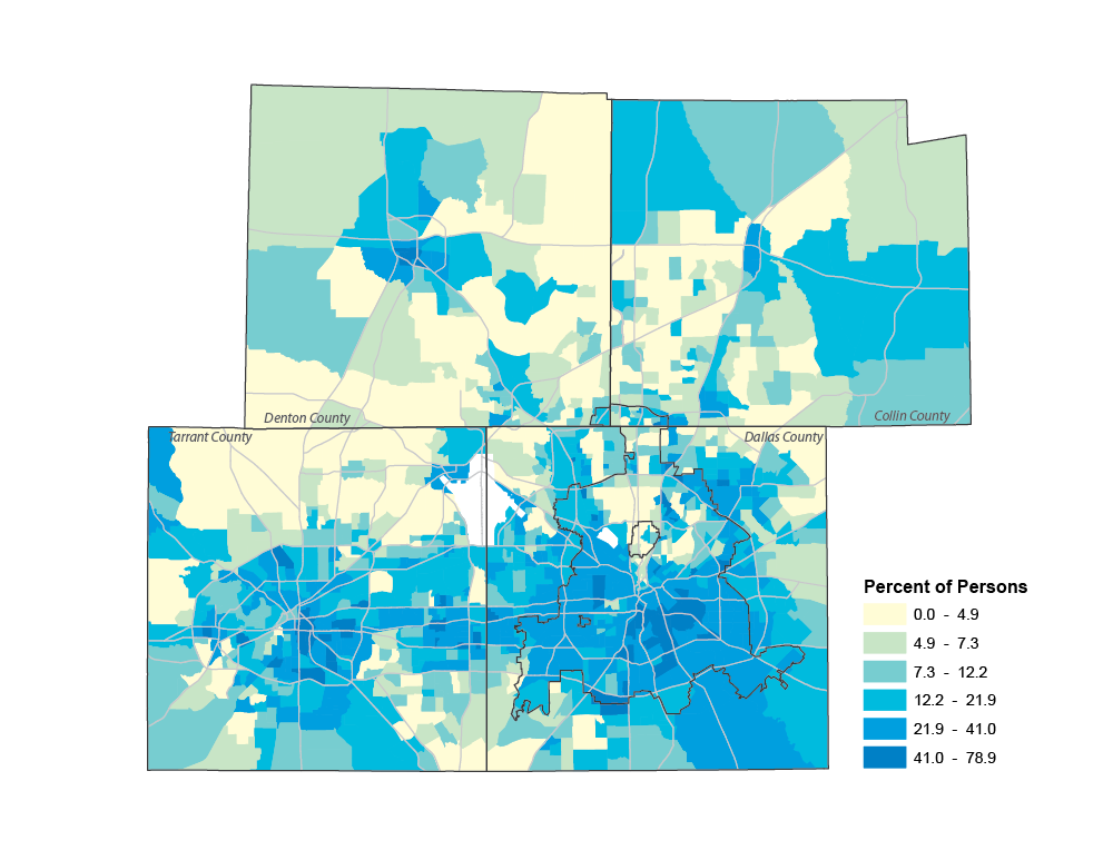  &nbsp;Poverty by Census Tract, 2014, Collin, Dallas, Denton, Tarrant Counties (ACS 5-YR) 