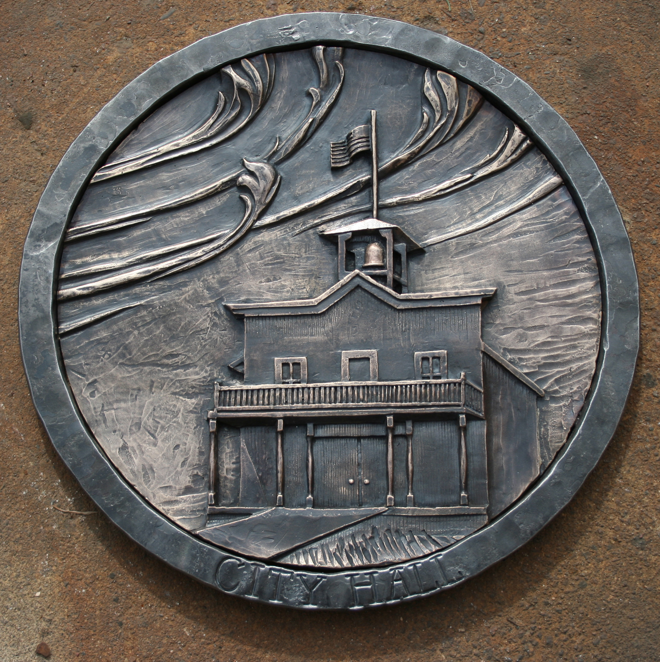  "Lost wax" carving by Ben in collaboration with Jeremyah who forged the metal ring-frame. 