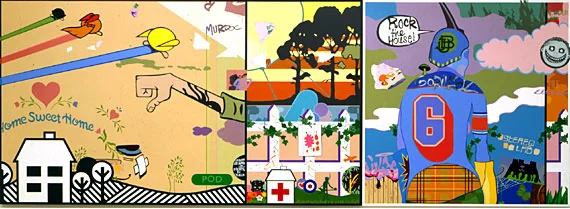Tomorrow Comes Today, 2002, 122 x 335 cm. Acrylic on linen.