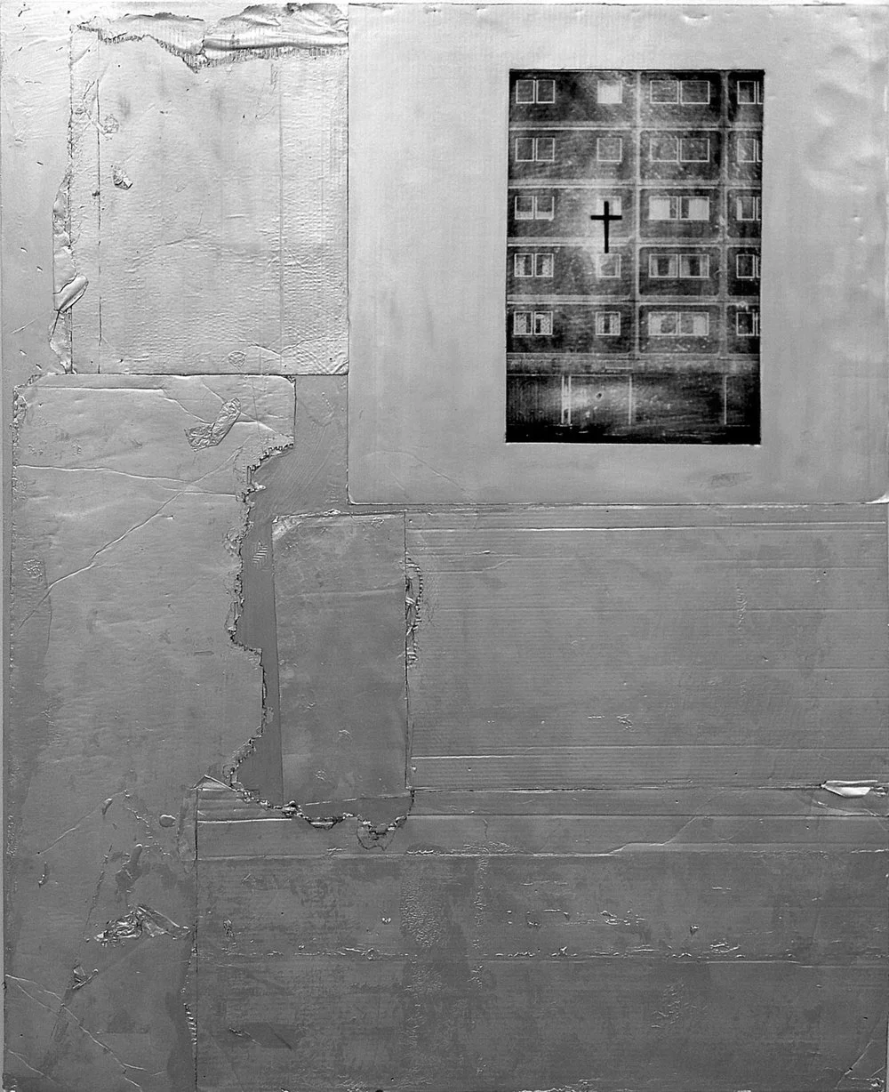 Opus 7:15, 2012, 165 x 134 cm. Card board, photo and acrylics on wood board.