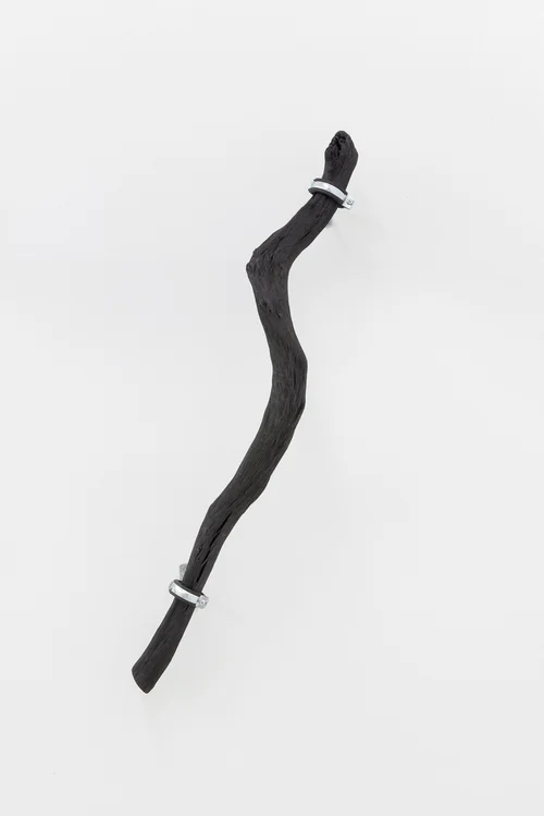 LINE_7 , 2014, 100 cm Binchōtan - white charcoal, water pipe mounts